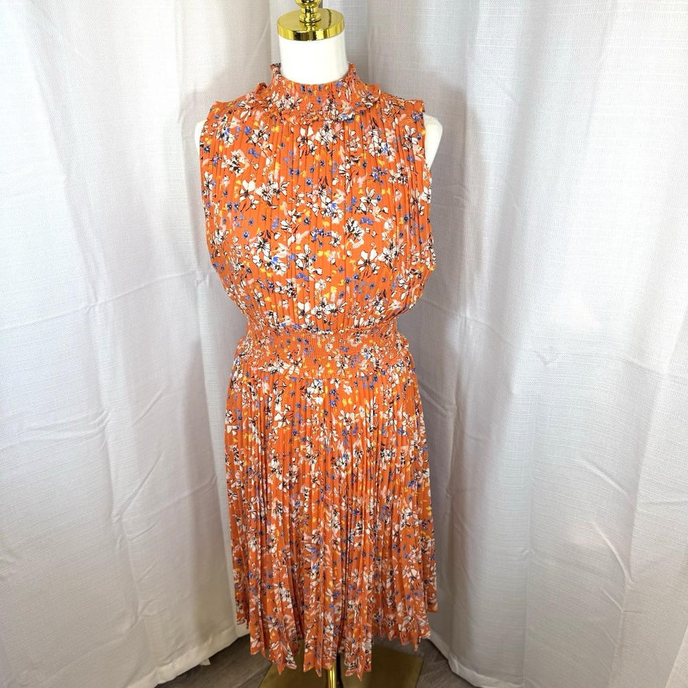 Nanette Lepore Orange Floral Midi Dress